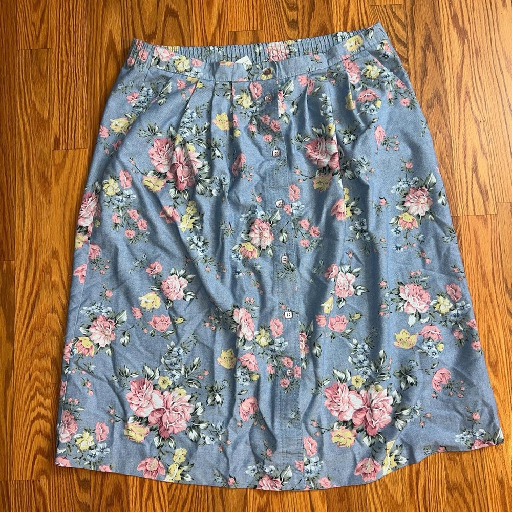 Alfred Dunner Blue Floral A-Line Skirt